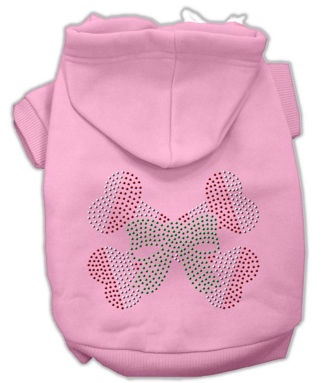 Candy Cane Crossbones Rhinestone Hoodie Pink L